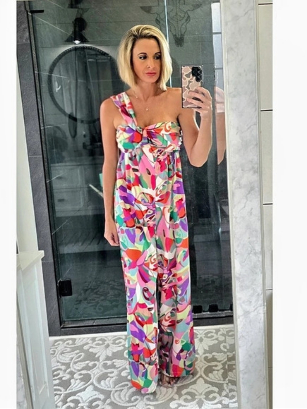 LUSH Abstract Print Wide Leg Jumpsuit Size XS Like New